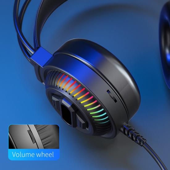 PSH-400 Wired Headphone Luminous Noise Reduction 3.5mm USB HiFi Stereo Gaming Headset with Microphone for Desktop