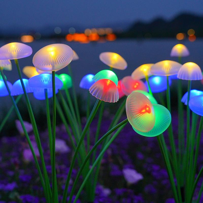 LED Solar Jellyfish Silicone Mushroom Garden Light - Outdoor Decorative Lawn Atmosphere Lamp