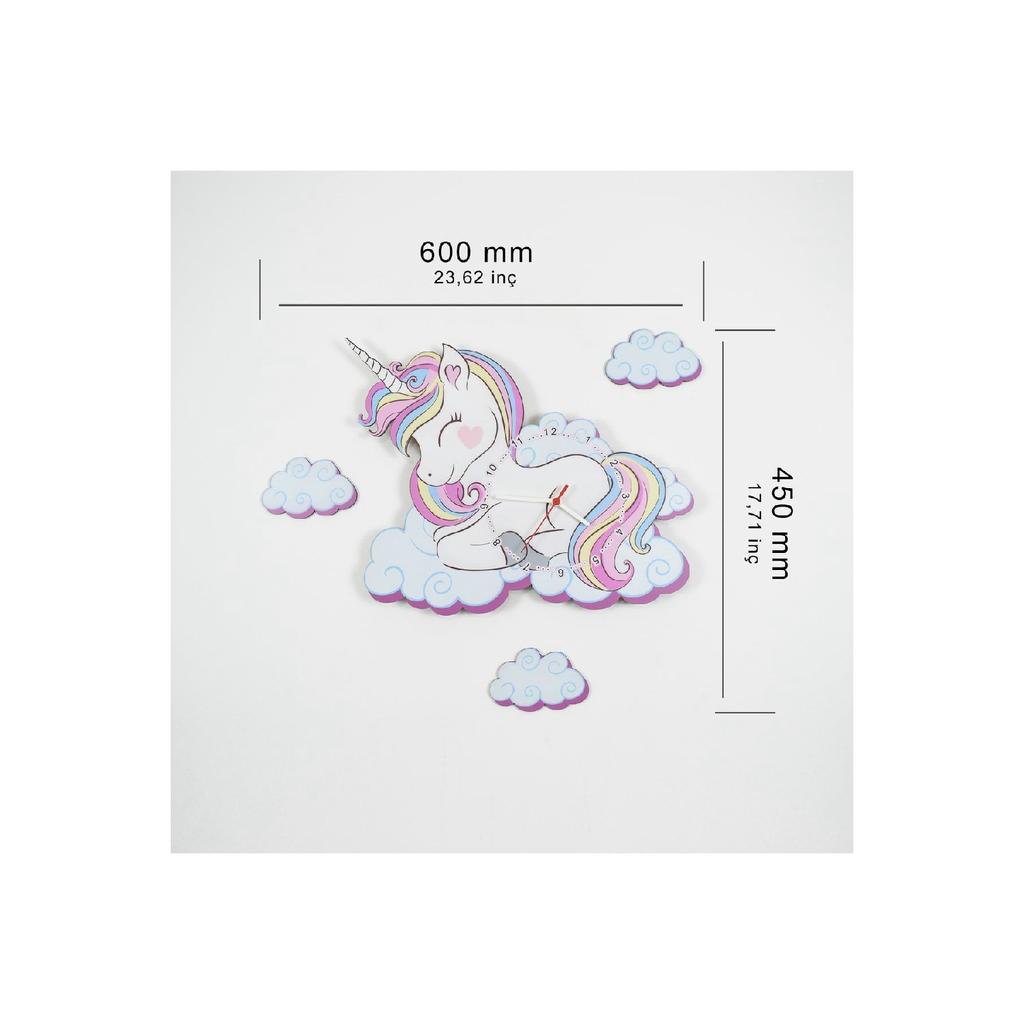 Orologio da parete in legno per bambini con unicorno carino Elfo-2312026
