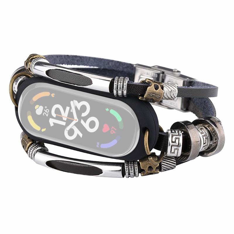 For Xiaomi Mi Band 7/6/5 NFC Beaded Bracelet Watch Beaded Alloy DIY Watch Strap