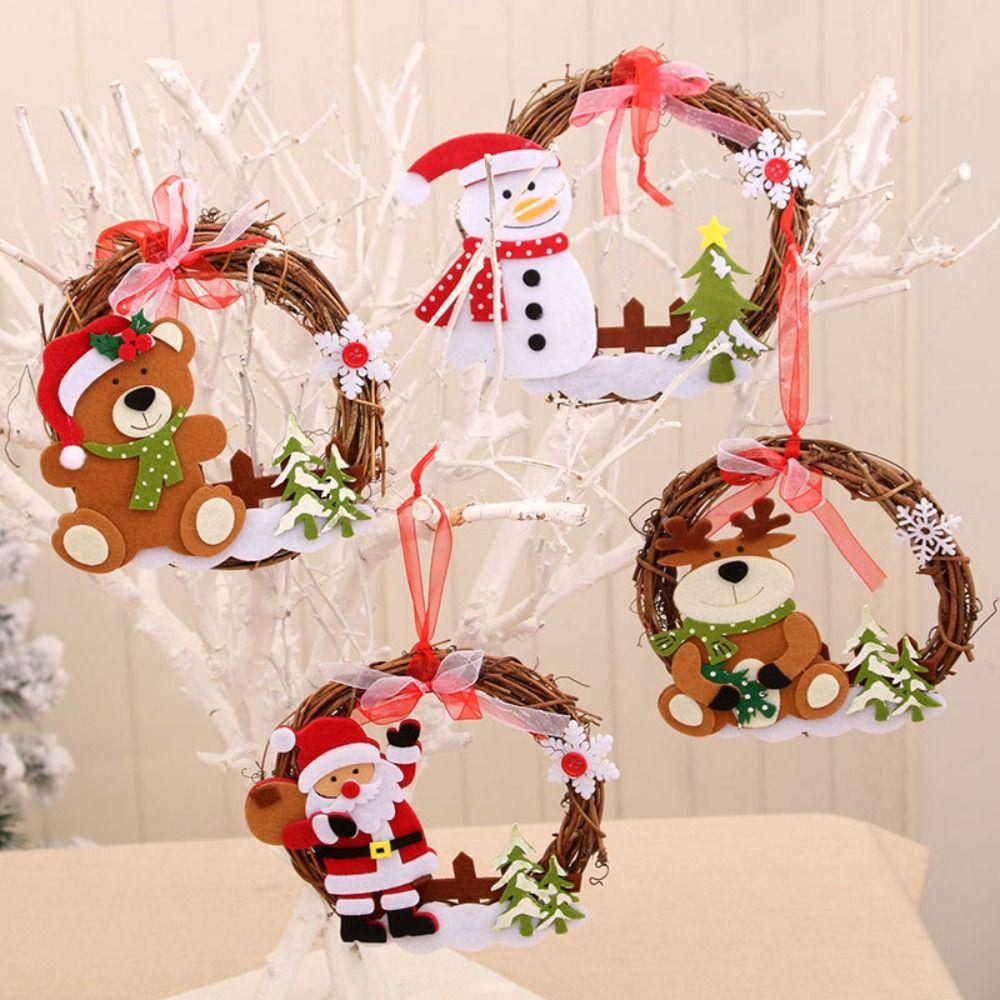 Handmade Christmas Tree Accessories DIY Santa Hanging Ornaments Christmas Xmas Wreath  Shop Window