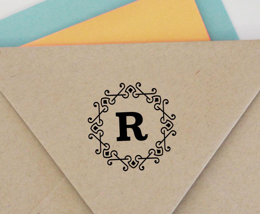 Printtoo Alphabet R Monogram Octagon Celtic Swirl Frame Self Inking Rubber Stamp Office