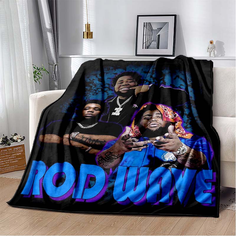 Hip Hop Rapper Blanket Rod Wave Flannel Blanket Soft Warm Throw Bedroom Decor Napping Couch Sofa Bed Chair Cover for Boys Girls