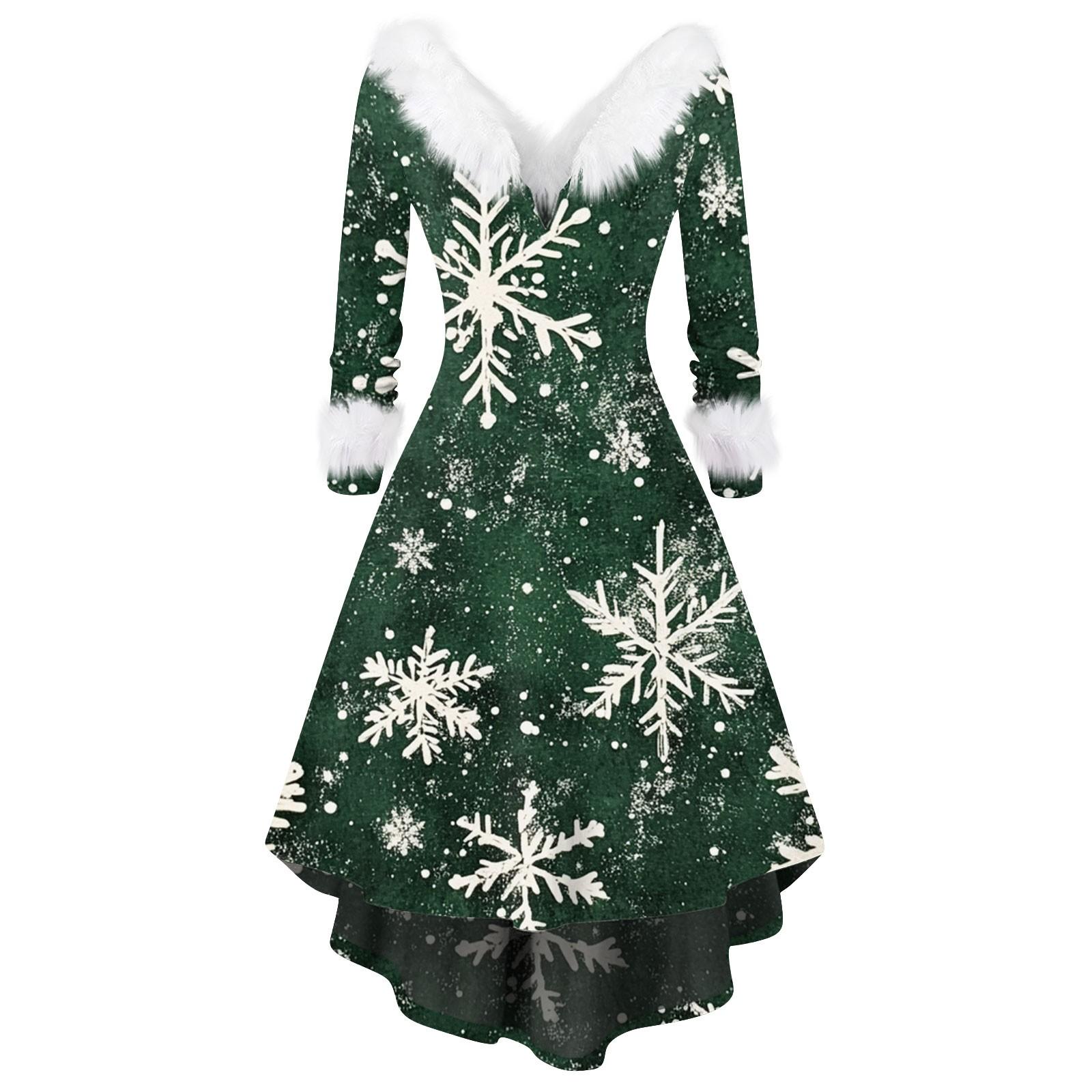 

Женское модное повседневное платье с v-образным вырезом и рождественским принтом для вечеринки с длинными рукавами XL