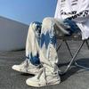 Jeans tinti in cravatta modello Hip Hop da uomo Pantaloni casual alla moda Pantaloni da strada coreani Pantaloni larghi da uomo oversize
