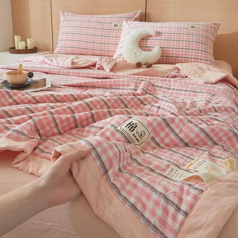 Summer Quilt - 100% Cotton Color Woven, Breathable & Skin-Friendly (No Print, Machine Washable)