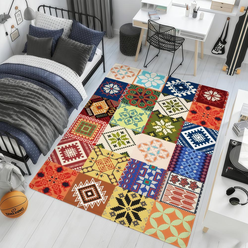 Retro bohemian floral plaid vintage hogar Bedside Rug Kitchen Bath Floor Mat Hallway Balcony Carpet Entrance Doormat Decor Home