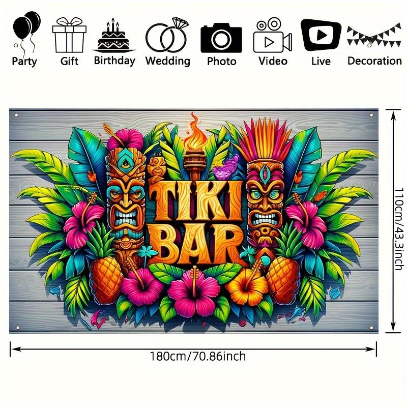 Tropical Tiki Bar Flower Totem Banner - Hawaii Beach Party Background Cloth