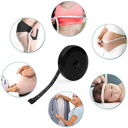 Jimjis Automatic Rewind Tape Measure with Rewind Button for Sewing, Sewing, and Crafts (Black, 1.5m)