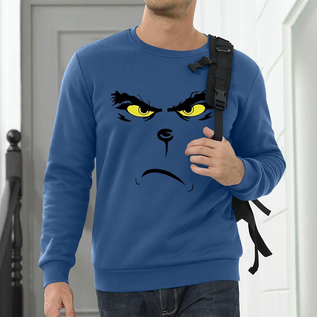 Herr Sweatshirt Julskjorta Långärmad Rolig Helg Crewneck Jul Toppar