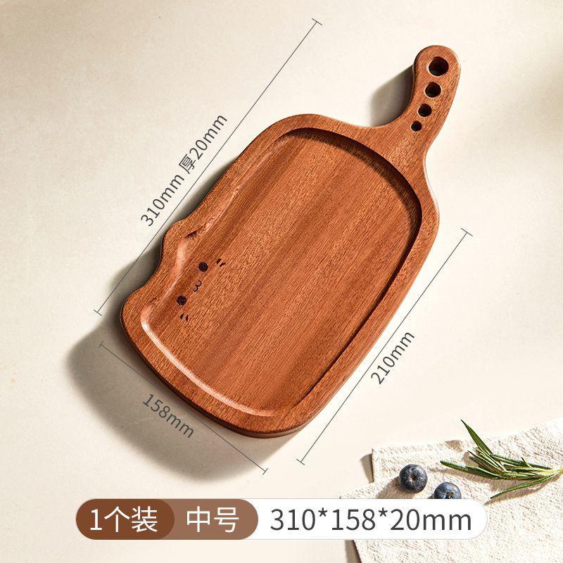 

Ebony Wood Tray Square Serving Plate for Cake Bread Pizza Cartoon Cat Design
