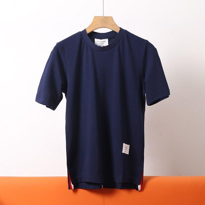 Short-Sleeved T-Shirt with Back Webbing, Unisex Couple Style, Summer Fashion Trendy Brand, Knitted Casual Round-Neck Versatile Top