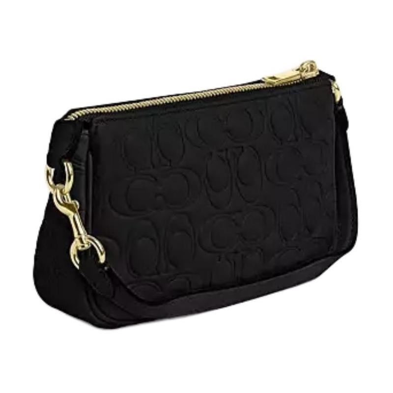 Coach Nolita 19 Zip Closure Logo Leather Shoulder Bag Small Women's Black