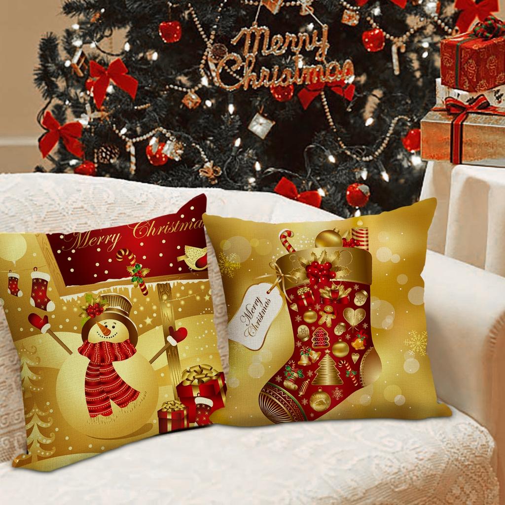 Christmas Cushion Cover Merry Christmas Home Decoration Santa Pillowcase Ornament Navidad 2023 Happy New Year 2024