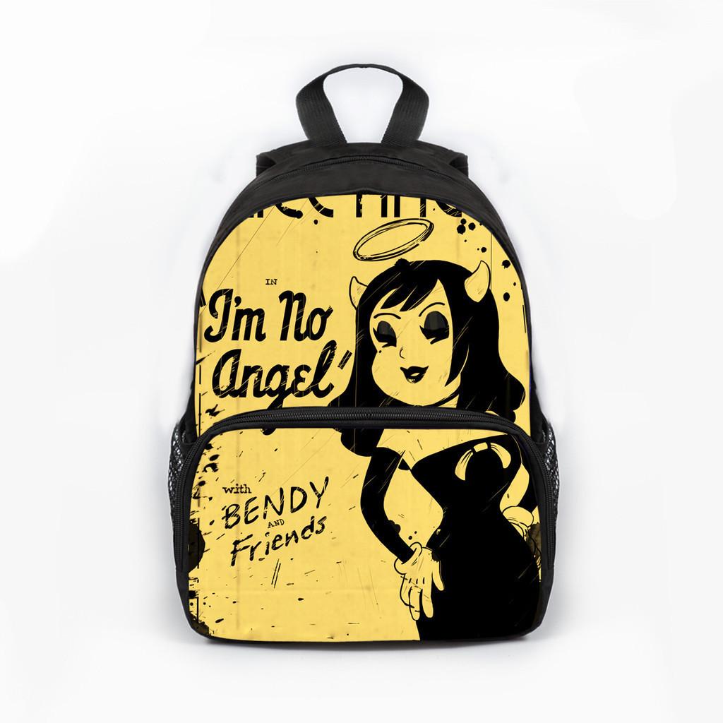 Bendy And The Ink Machine Cartoon Game School Backpack With Adjustable Padded Straps For Kids
