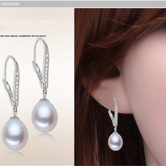 Boucles d'oreilles pendantes en perles d'eau douce naturelles, Boucles d'oreilles élégantes en perles véritables plaquées or, Boucles d'oreilles en perles blanches, Bijoux fins, Cadeaux d'anniversaire