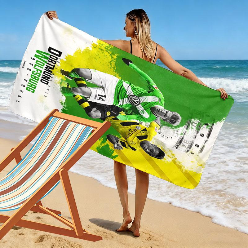 Asciugamano da Spiaggia con Stampa VfL Wolfsburg, Asciugamano Grande Morbido Asciugatura Rapida per Spiaggia Campeggio Nuoto