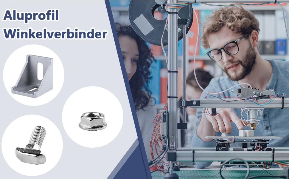 10pk 40x40mm Aluminium Angle Connectors - 90° Mounting for Profiles