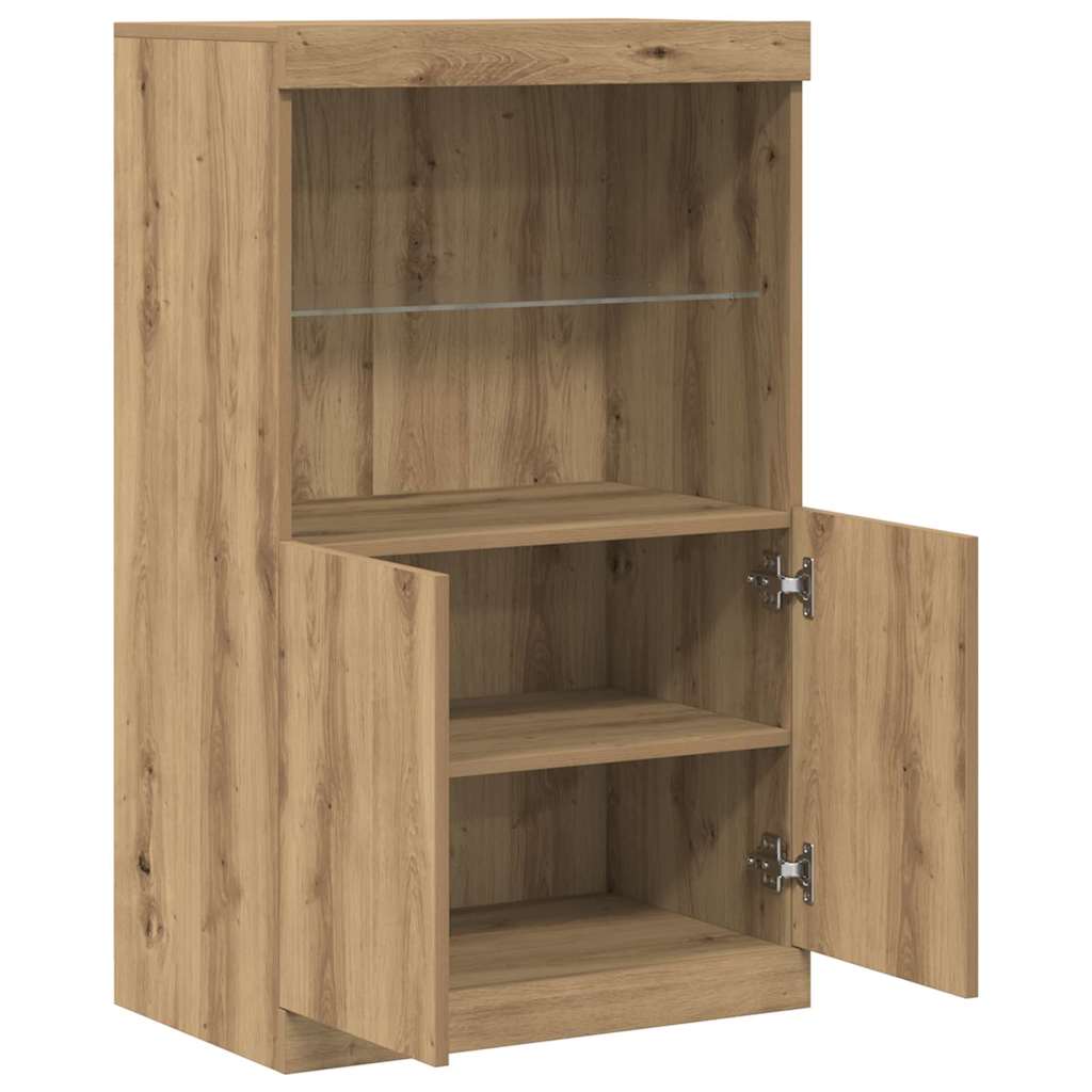 LED Sideboard In Brown 60 X 37 X 100 Cm Particleboard