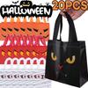 1-20pc Halloween Non-Woven Treat Bags Pumpkin Ghost Bat Mummy Monster Cat Pattern Totes Bag Trick or Treat Halloween Party Favor
