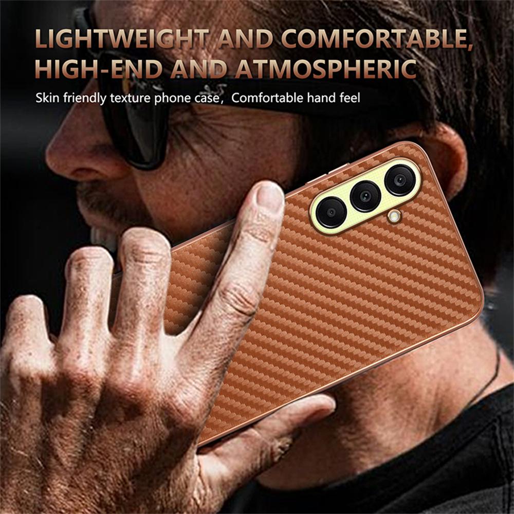 AZNS For Samsung Galaxy A57 5G Case Electroplating Carbon Fiber Texture PU + TPU Phone Cover