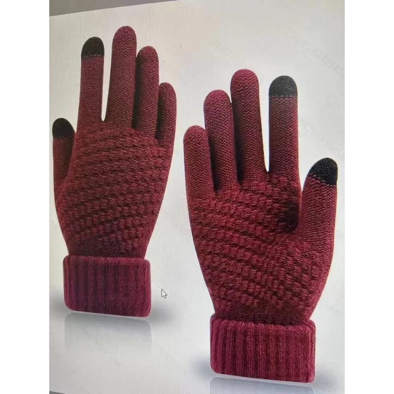 Women Men Warm Winter Touch Screen Gloves Stretch Classical Knit Mittens Wool Full Finger Outdoor Cycling Driving Glove