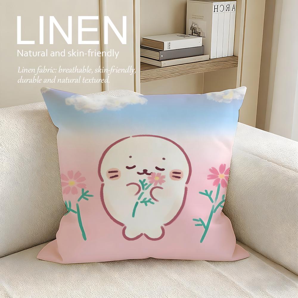 Cute Yurumofu Seal Cushion Cover Pillowcase Set Pcs x x Breathable Washable Sofa Cushion Cover