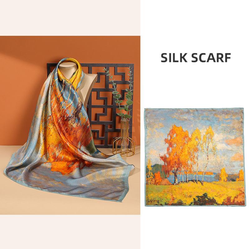 

90x90см 100% Шарф-шаль из шелка тутового шелкопря Женский винтажный роскошный аксессуар Весна Лето Легкий Защита от солнца Шейный платок Пояс Повязка 90*90cm