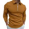 Spring New Men's 3D Printed Casual Long Sleeve Zipper Polo Shirt