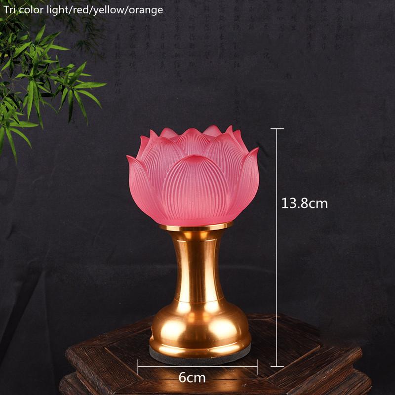 Charge Plug In Coloured Glass Lotus Lamp LED Buddha Lamp God of Wealth Lamp Temple Pray Household Crystal Ever Burning Lamp