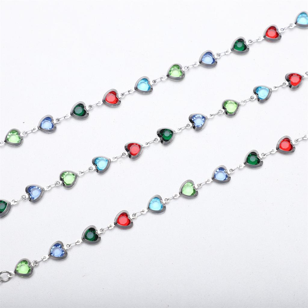 JMXD Personalized Titanium Steel Bracelet, Crystal Chain with Colorful Diamonds Inlay, Unique Design for Daily & Special Occasions
