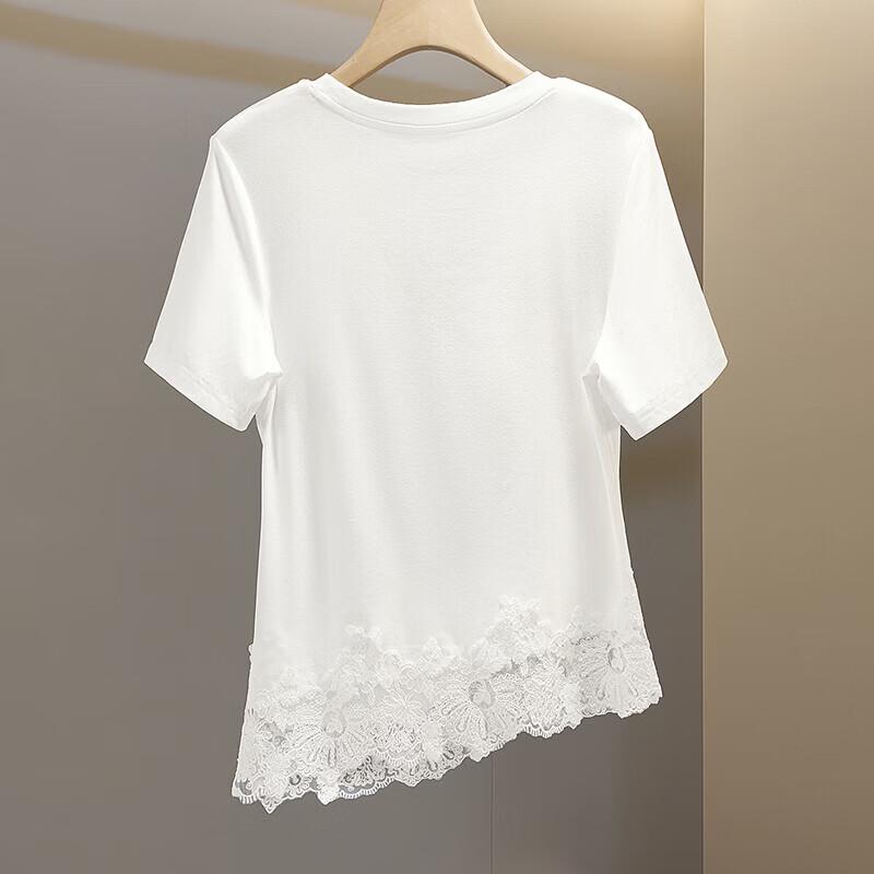 Women's Lace Splice Slim Fit Short Sleeve T-Shirt