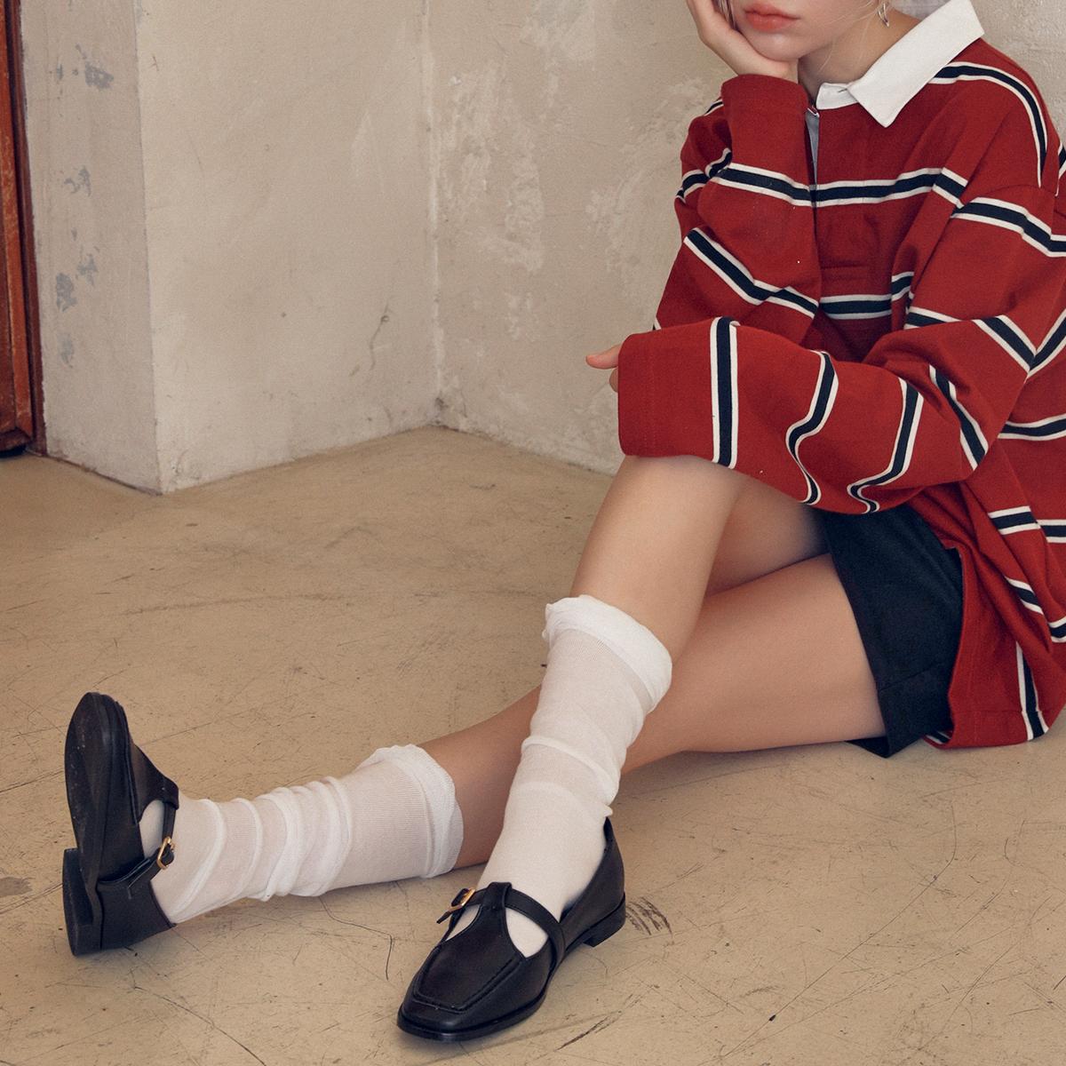 

[CUSTOM ADE] 2cm square toe buckle loafer Cindy (CW0073BK), CW0073BK, 7000030692, Popular Korean Shoes 225