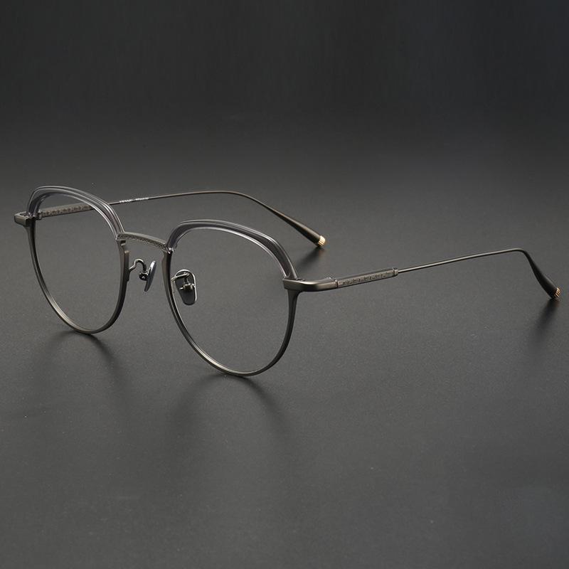 Unisex Pure Titanium Retro Aviator Myopia Glasses - Large Frame, Zeng Yong Style