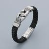 Bracciale Classico in Acciaio Inossidabile e Pelle di Mucca per Uomo Fascino Teschio Guanti Manette Nodo Bracciale con Charms Acciaio Inossidabile Gioielli per Festa Biker
