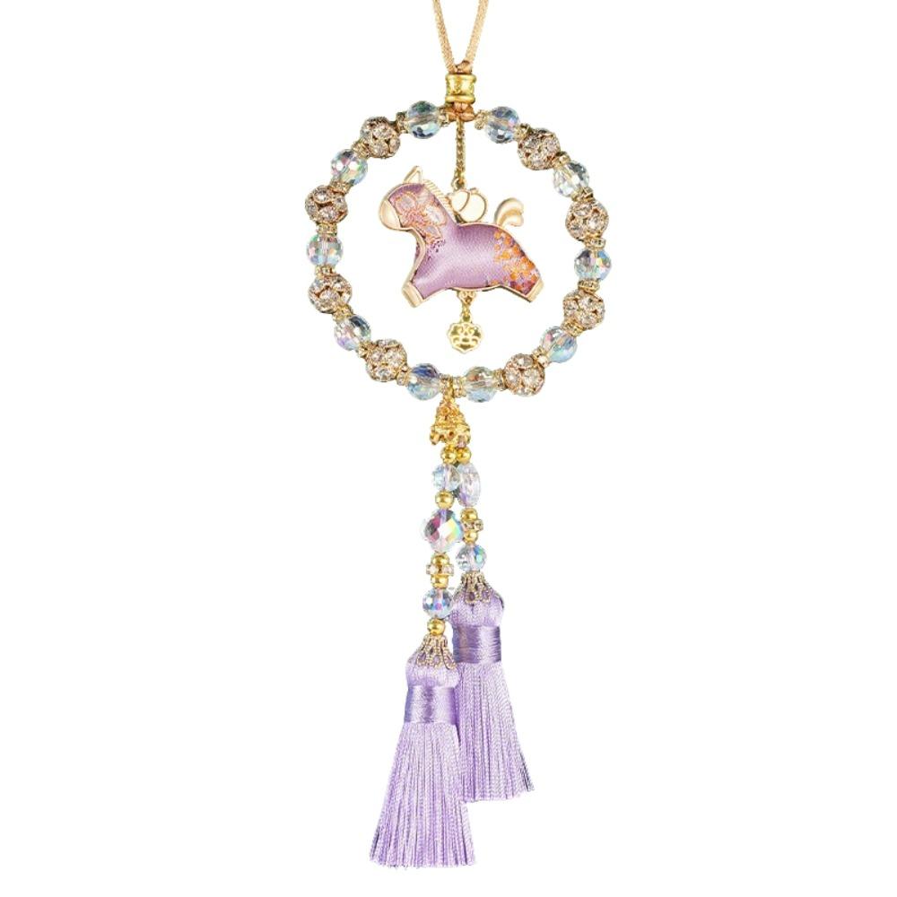 Exquisite Crystal Car Pendant Colorful Crystal Beads Rear-view Mirror Pendant Light Luxury Lucky Car Mirror Dangle For Women