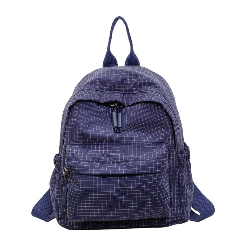 Schoolbag Female Korean Version Ins Literary Style Plaid Backpack Junior High School High School Students Large Capacity Leisure Travel Backpack