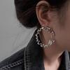 Fashion Metal Irregular Big Circle Hoop Earring for Women Exaggerated Silver Colour Twisted Personality Earrings Jewelry Gift