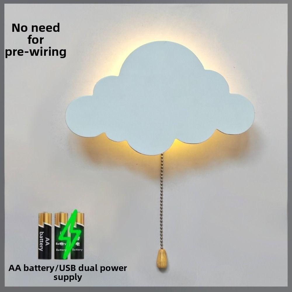 Cute Battery-Operated Floating Cloud Wall Lamp LED Nursery Decor Hanging Night Lights Wall Light for Nursery