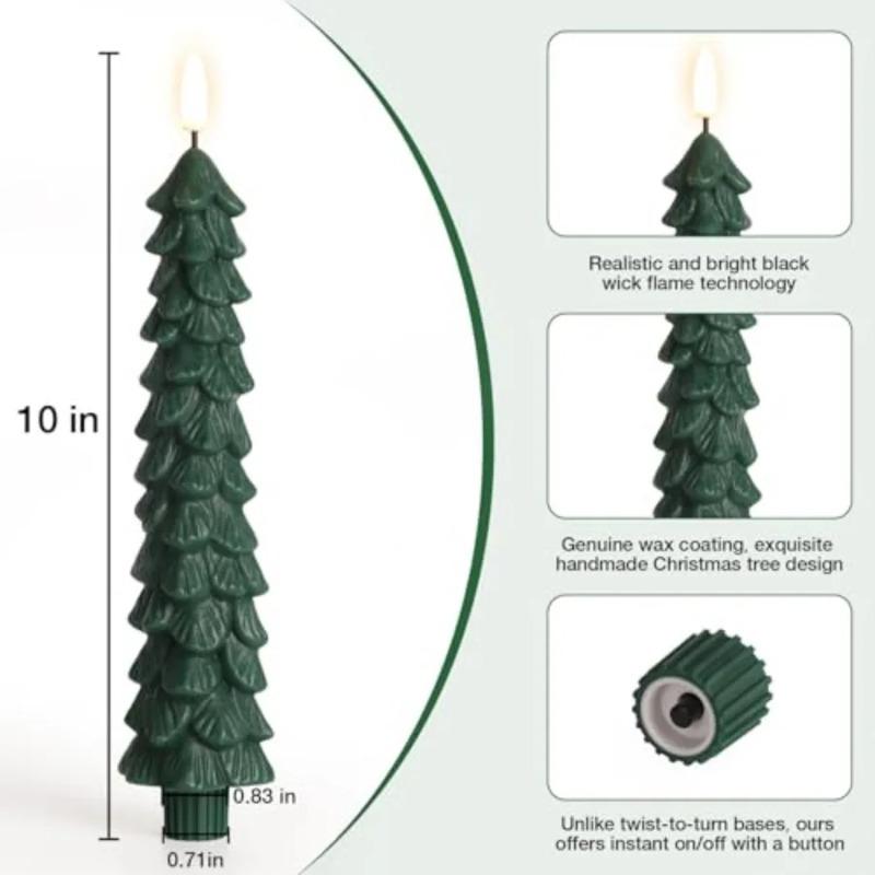 Christmas Tree Shaped Candles with Gold Powder Decorative Table Ornaments for Home Party New Year Xmas Festival Holiday Decoration