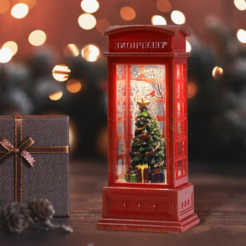 Vánoční Vintage noční osvětlení Sněhulák Santa rozsvítit Třpytky telefonní budky Ornament Vánoční dárky