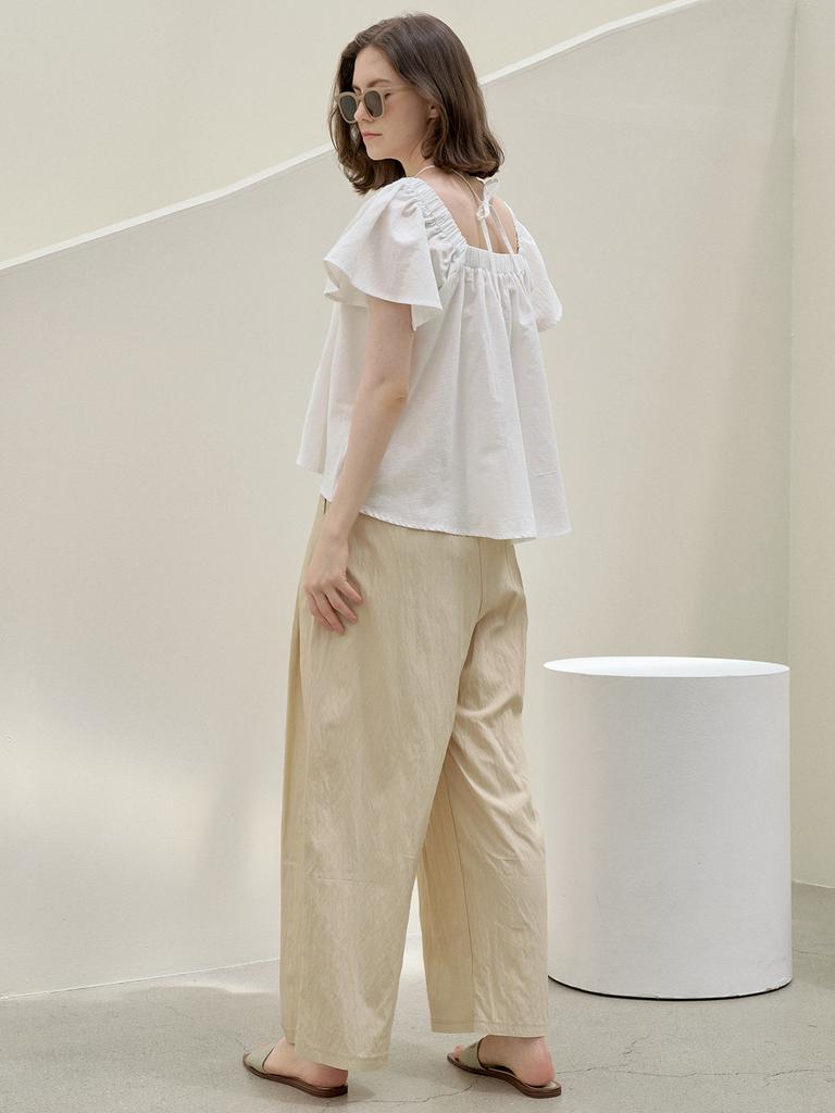 AVANT-G Halter Banding Shirring Blouse - Ivory