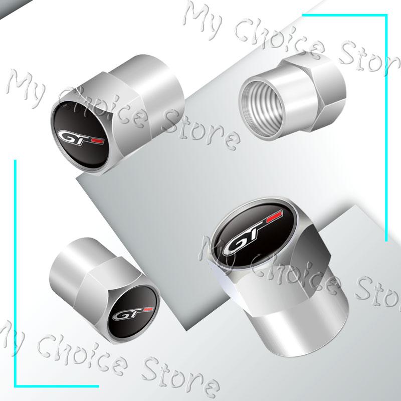 4Pcs/Set GT Logo Emblem Car Wheel Tire Valve Cap Tyre Rim Stem Airdust Waterproof Covers For n333 208 308 3008 301 508 GT RCZ 333n