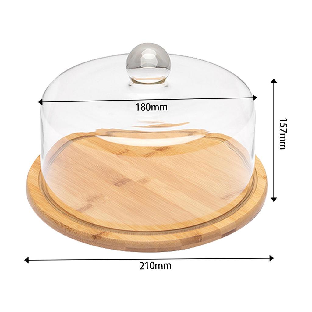 Cover Serving Tray Wooden Cake Stand with Lid Visible Cheese Board Dessert Display Food Dust