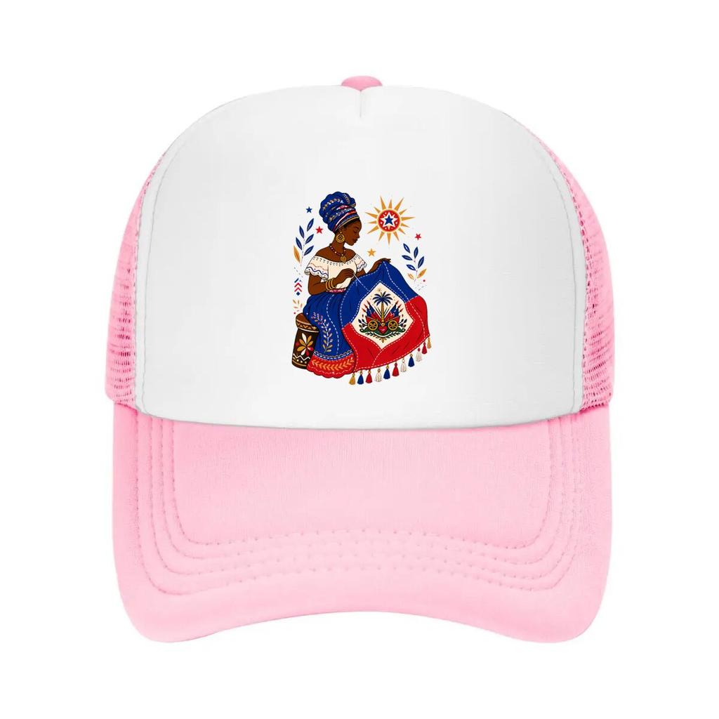 Haitian Heritage Seamstress Flag Tri Mesh Baseball Cap Casual Hat Outdoor For Womens Unisex FeUnisex
