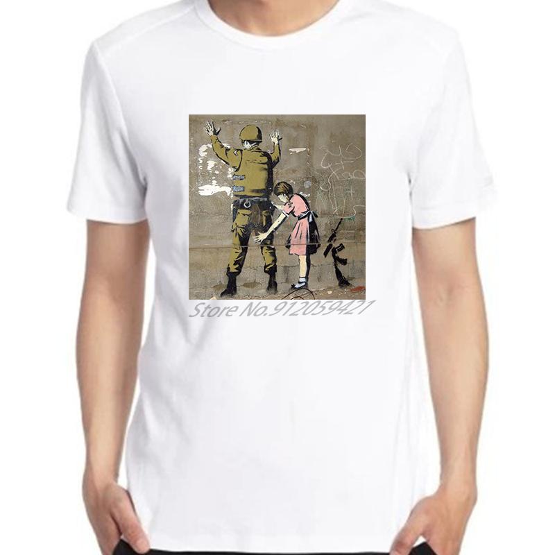 Banksy Soldatessa Moda Grafica T-shirt Cotone Manica Corta T-shirt Estive Nuove Magliette e T-shirt Uomo T-shirt Stampata