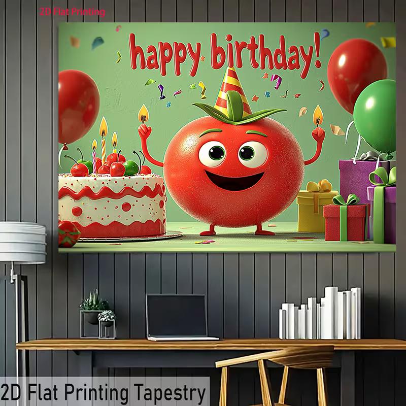 2D Alles Gute zum Geburtstag Tomate Kulisse Kindergeburtstagsparty Fotografie Hintergrund Banner
