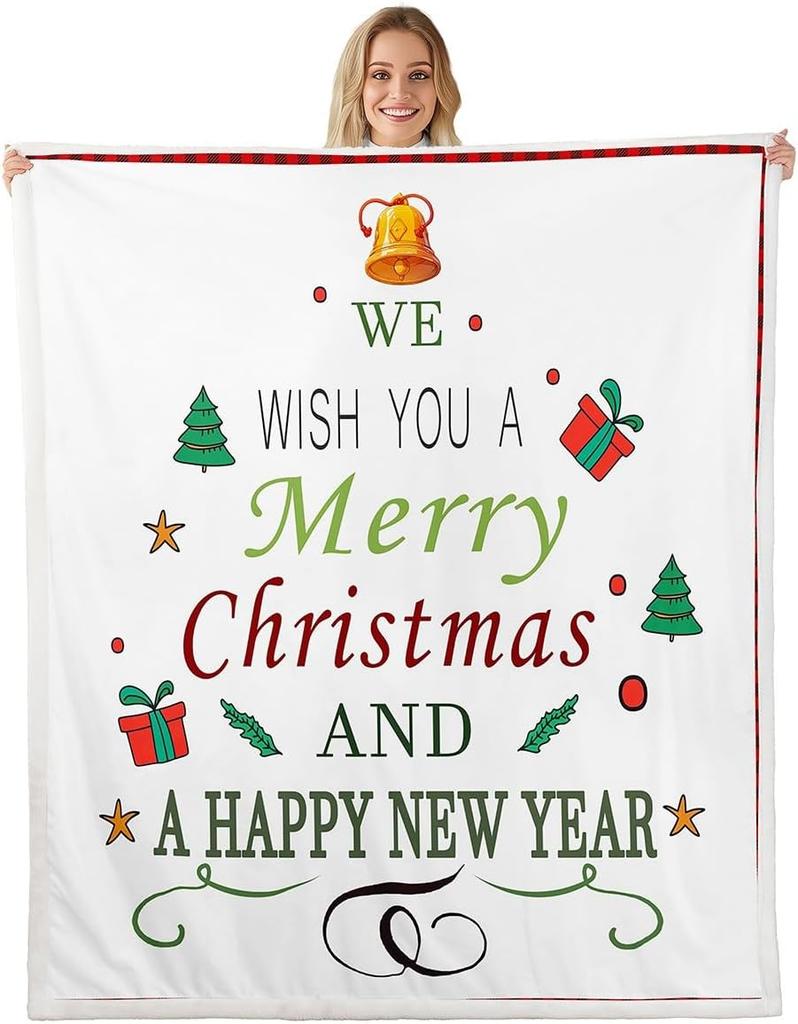 Santa Claus Blanket for Boys Girls Kids Super Soft Warm Pink Bowknot Sherpa Fleece Blanket White Snowflake Throw Blankets Grid