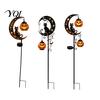 Black Cat And Pumpkin Lawn Decor Halloween Solar Garden Light, Moon Stake Pathway Lights for Home Courtyard Waterproof LED Yard Decoration Outdoor