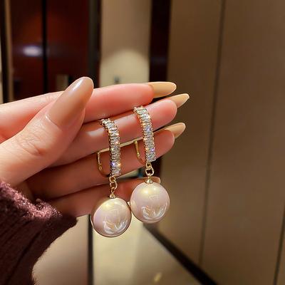 Νέα μόδα Κορεατικά Bling Pearl Drop Dangle σκουλαρίκια για γυναίκες κορίτσια Πολυτελή γυαλιστερά γαμήλια σκουλαρίκια ζιργκόν Δώρο κοσμήματος